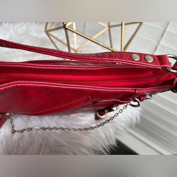 Botelli red silver hardware chain handbag - Picture 3 of 13